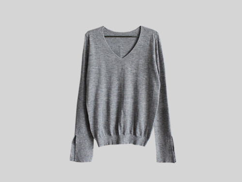 simple slit knit top : gray