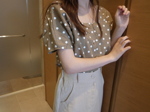 linen dot blouse 