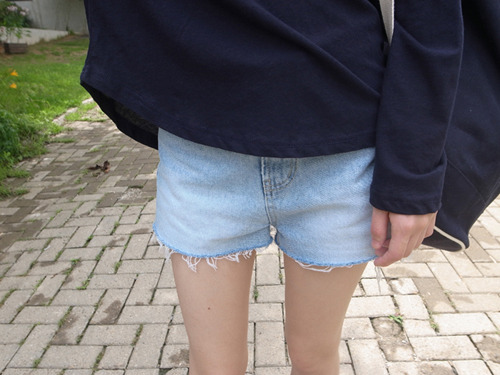 cutting denim shorts