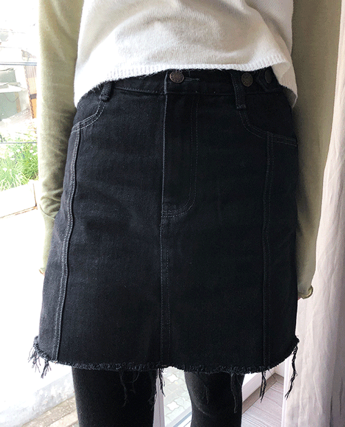 collin denim skirt : black
