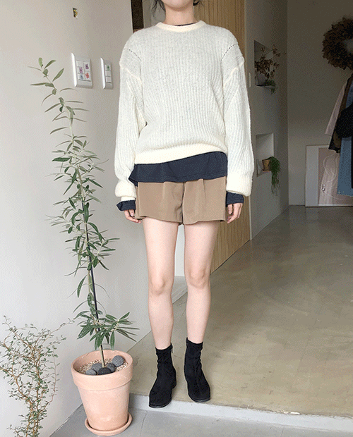 simple mini slacks : beige