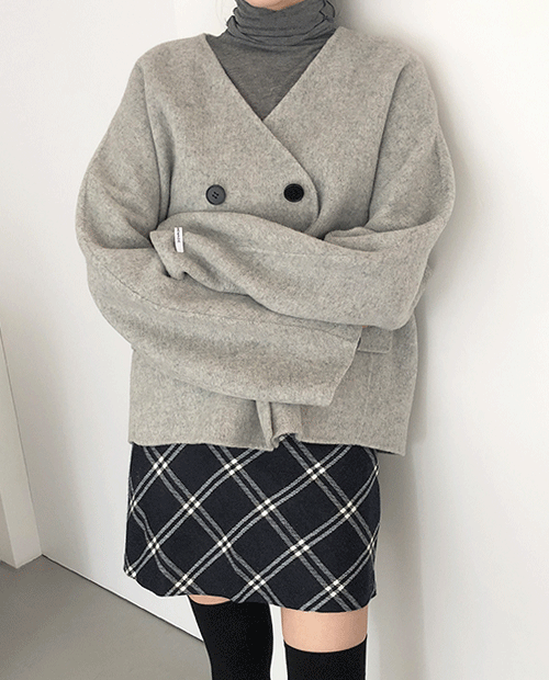 double handmade coat : gray