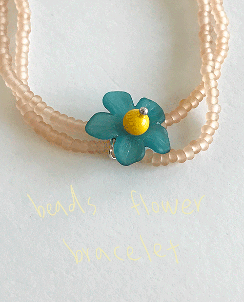 beads flower bracelet : green