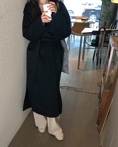 plainly robe handmade coat : black