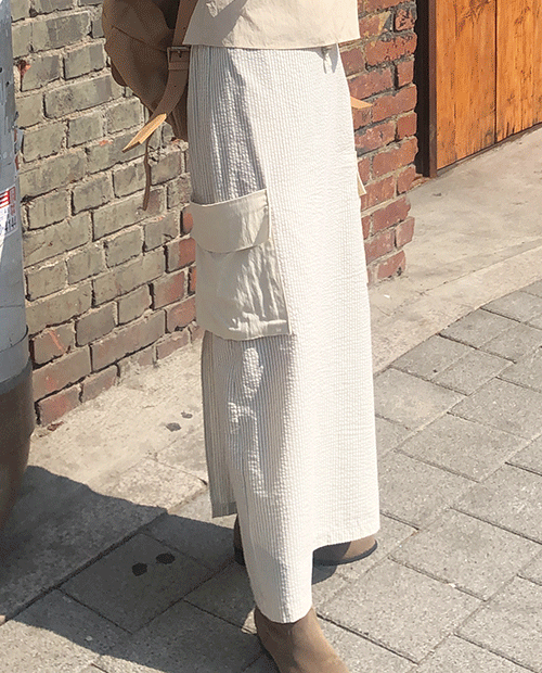 stripe cargo skirt / 2color