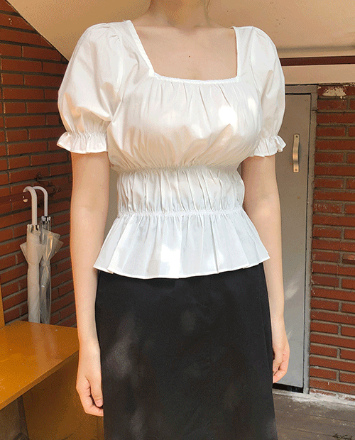 two shirring blouse / 2colors