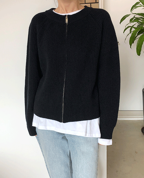polo knit zip-up / 2colors