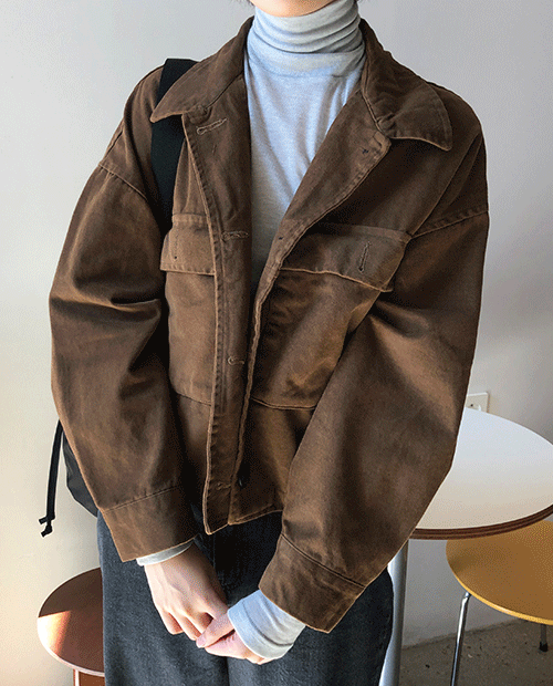 casual crop jacket : brown