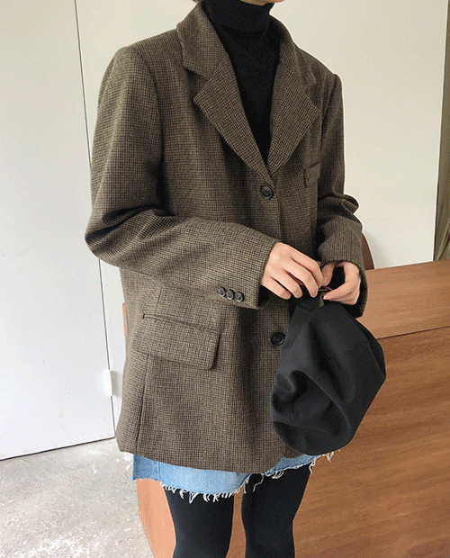 hound check wool jacket / 2colors