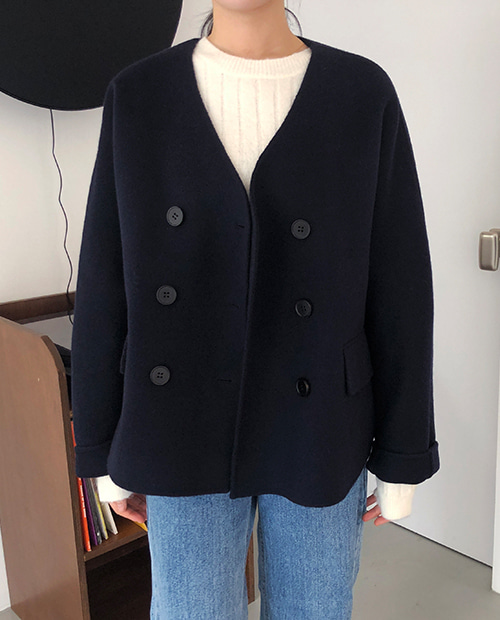 double handmade coat : navy