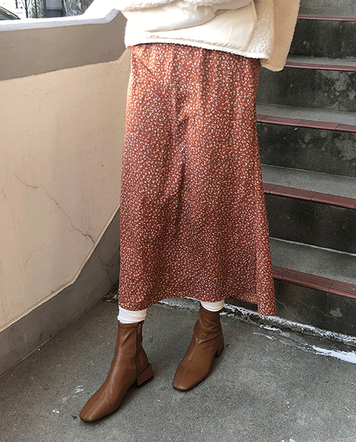vintage flower skirt : orange brown