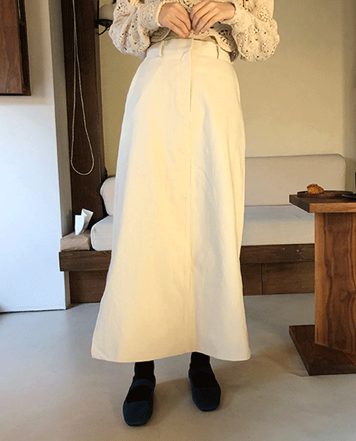 cotton slit skirt : ivory