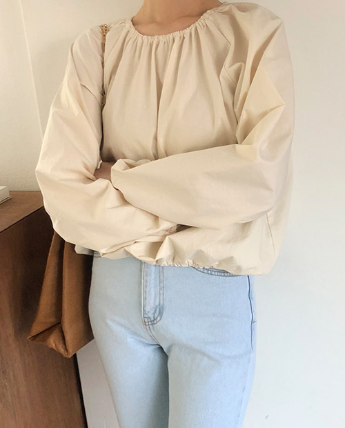 simple shirring blouse / 2color