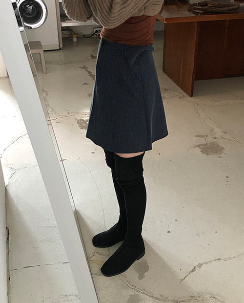stripe mini skirt : blue