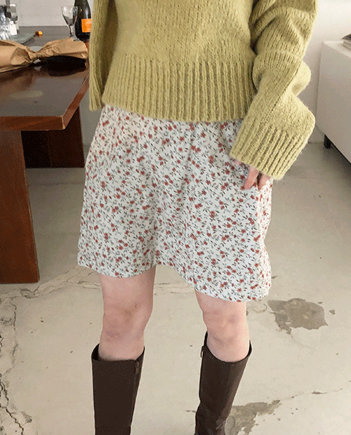 peer flower mini skirt / 2color
