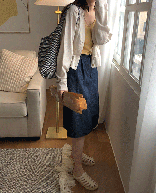 fuzzy midi skirt / 3color