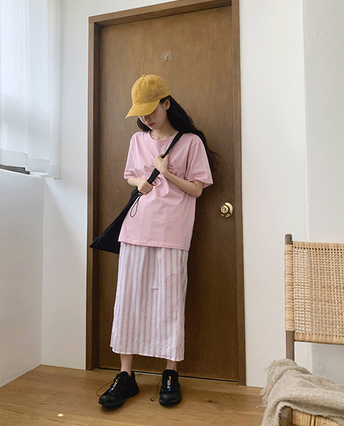 linkle long skirt : pink