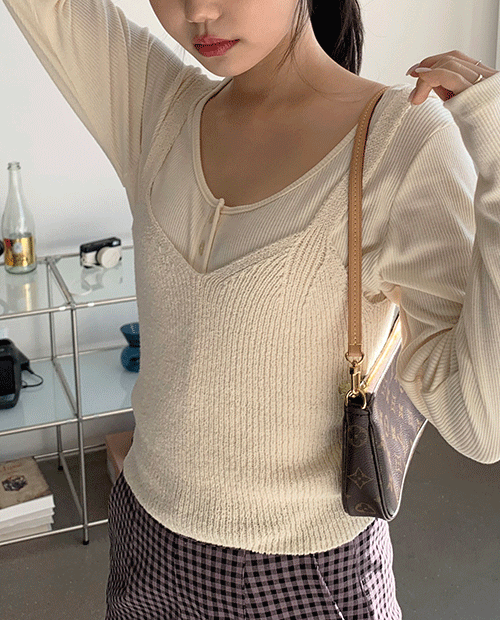 miracle knit sleeveless top : cream