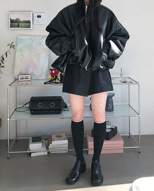leather skirt pants  / 2color