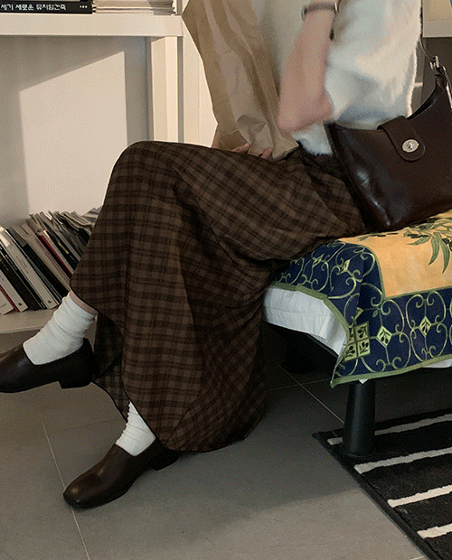 country check long skirt / 2color