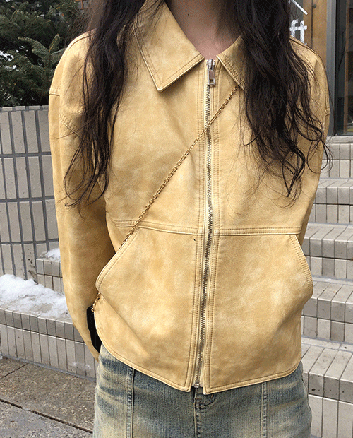 bunny leather jacket / 2color