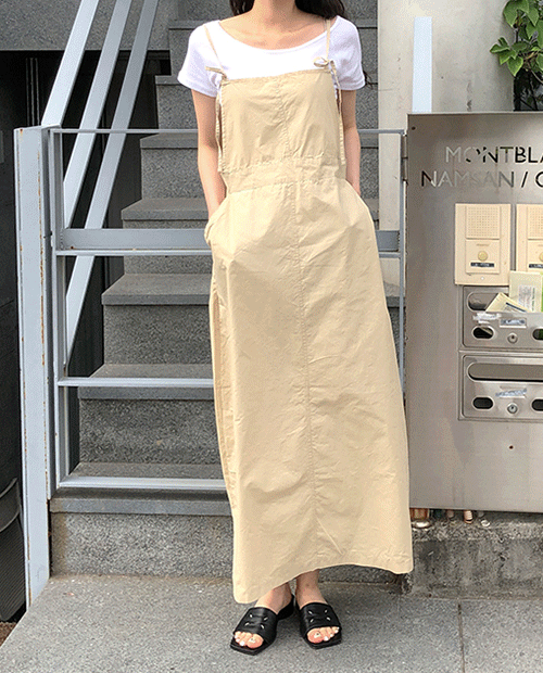 sting overall dress : beige
