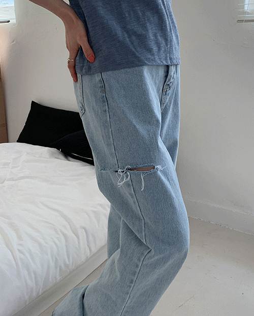 side tear pants : blue