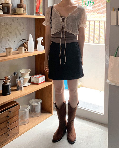 any span mini skirt / 2color