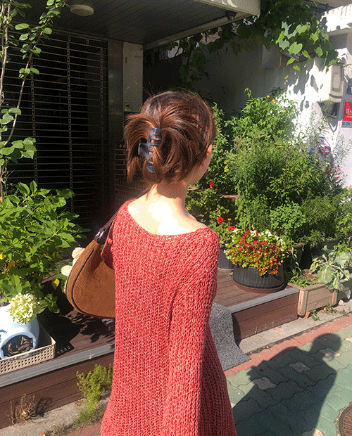 front slit knit top : red