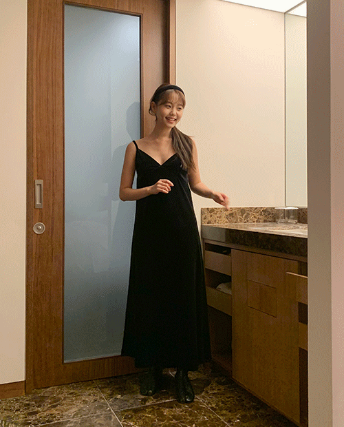 velvet soft dress : black