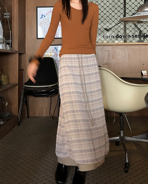chiffon check skirt / 2color