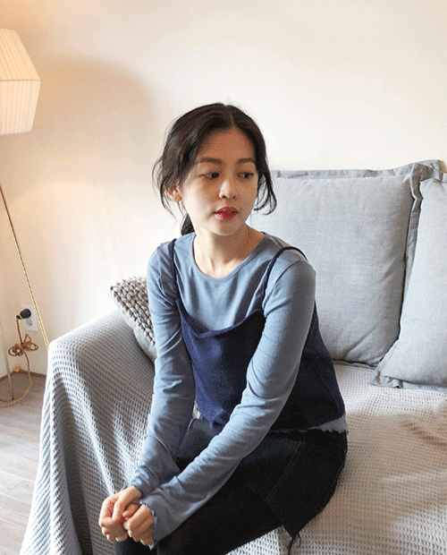 simple knit bustier : navy
