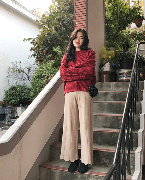 wave knit pants / 2color