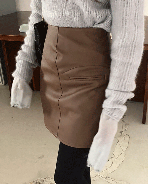 hekin mini skirt : brown