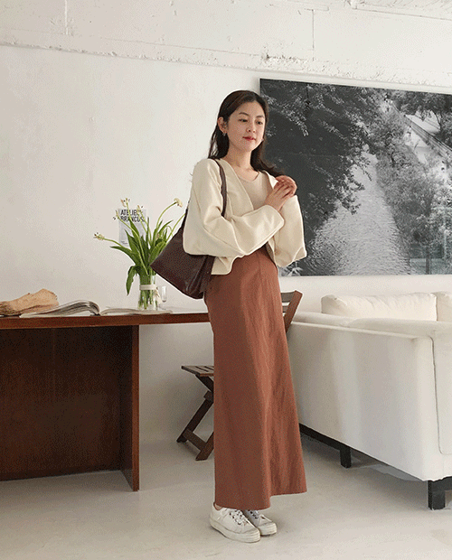 solid long skirt / 2color