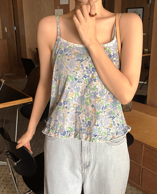 flower frill sleeveless top / 3color
