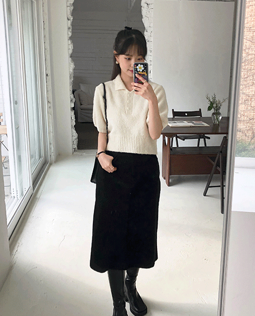 simple corduroy skirt / 3color