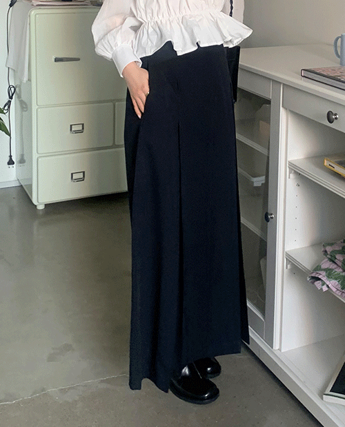 maxi wrinkle skirt / 2color