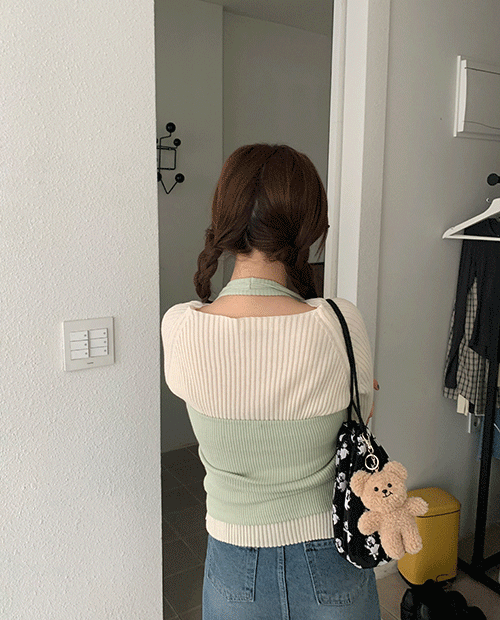 fade halter neck knit / 4color