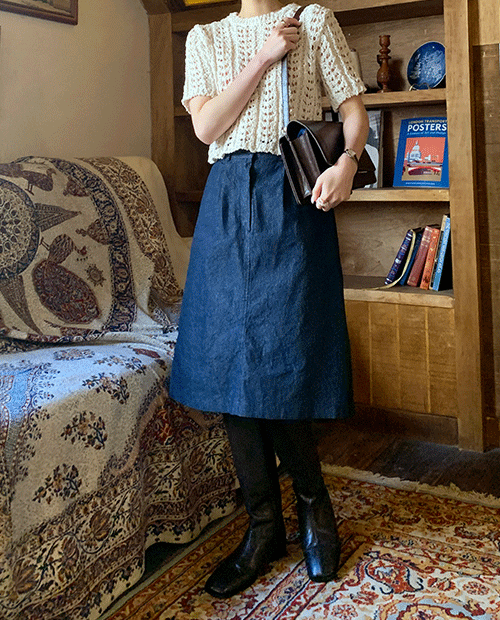 half banding midi skirt / 3color