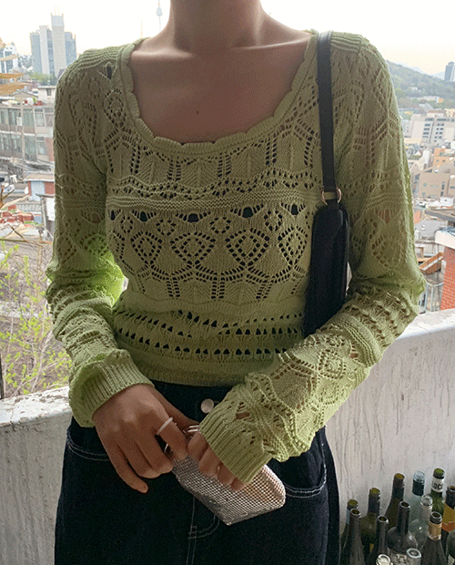 lace knitting top / 3color