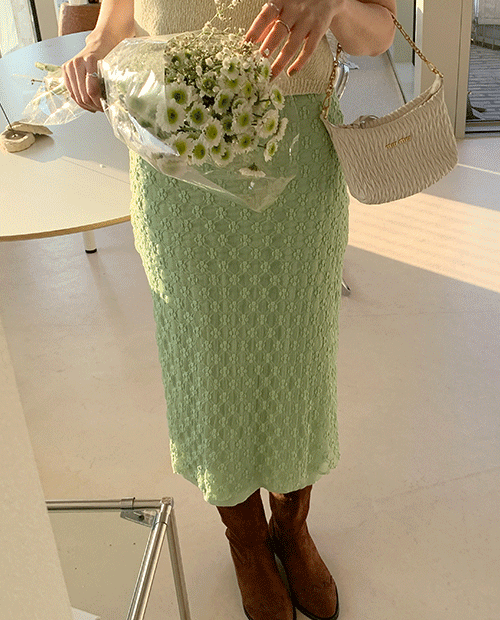 double lace skirt : green