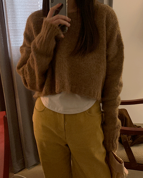 round crop knit top / 3color  입고지연
