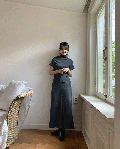 pocket twill skirt / 2color