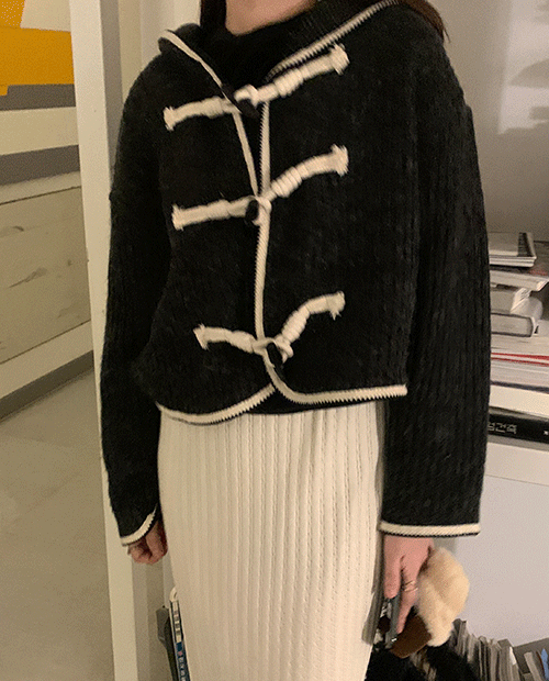 wool hood cardigan / 2color