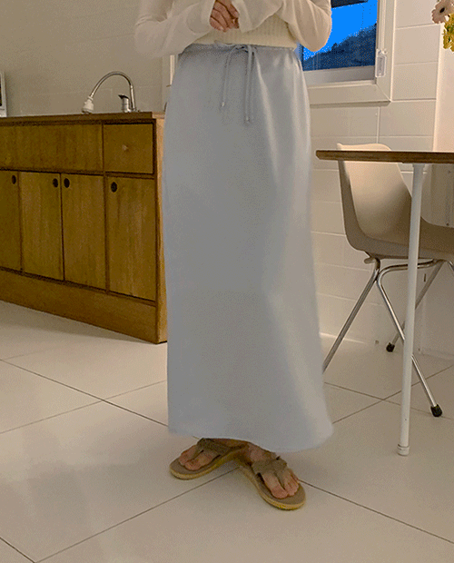 satin long skirt / 3color