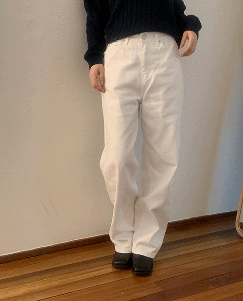 well cotton wide pants : white