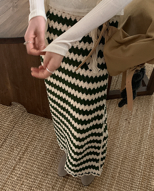 leaf knit skirt / 2color