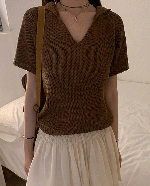 collar v knit / 3color