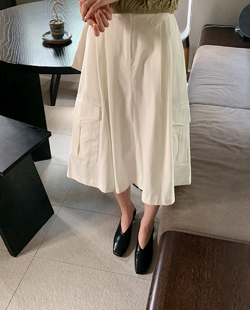 belted midi skirt / 2color